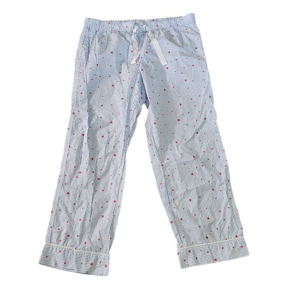 J. Crew Womens Blue White Seersucker Star Print Pajama Pants Cotton Size Medium